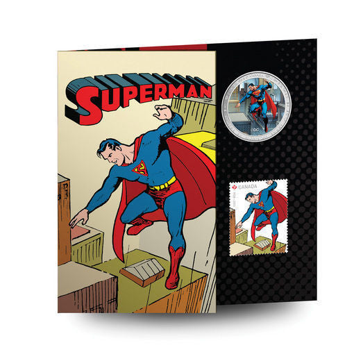 2013 COIN AND STAMP SET - 75TH ANNIVERSARY OF SUPERMAN - THEN AND NOW