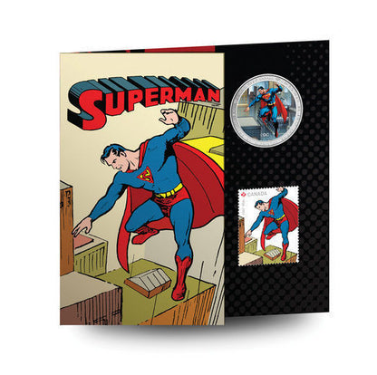 2013 COIN AND STAMP SET - 75TH ANNIVERSARY OF SUPERMAN - THEN AND NOW
