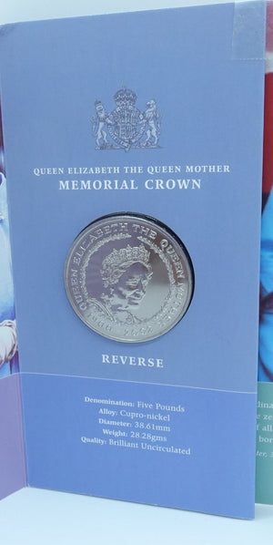 1900-2002 5-POUND QUEEN ELIZABETH - THE QUEEN MOTHER - MEMORIAL CROWN