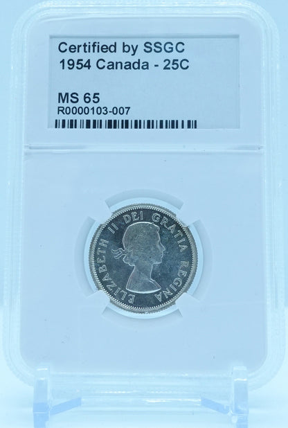 1954 25 CENT CANADA – MS 65 - GRADED