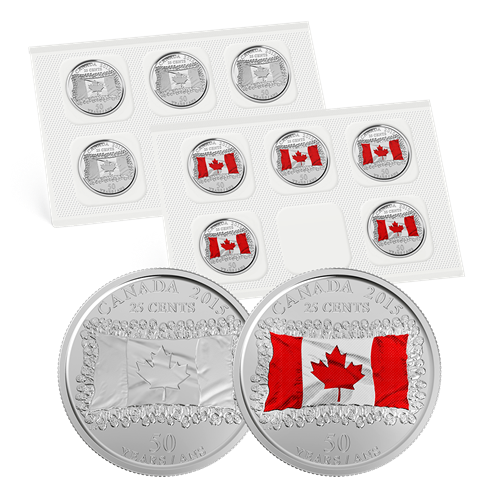 2015 25-CENT CANADA 150 COLLECTION: 50TH ANNIVERSARY OF THE CANADIAN FLAG CIRCULATION COIN PACK