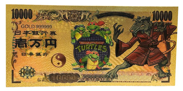 10000 YEN NINJA TURTLES: SPLINTER NOVELTY GOLD FOIL NOTES