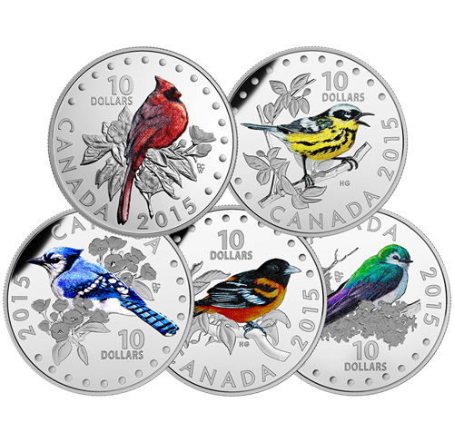 2015 $10 COLOURFUL SONGBIRDS OF CANADA (2.5oz total)