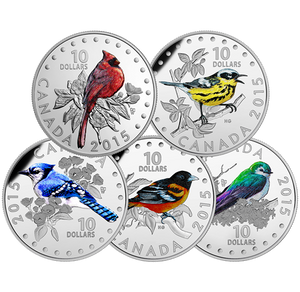 2015 $10 COLOURFUL SONGBIRDS OF CANADA (2.5oz total)