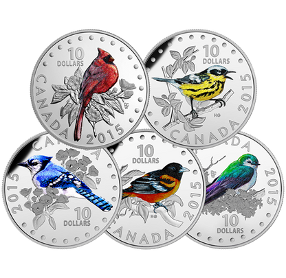 2015 $10 COLOURFUL SONGBIRDS OF CANADA (2.5oz total)