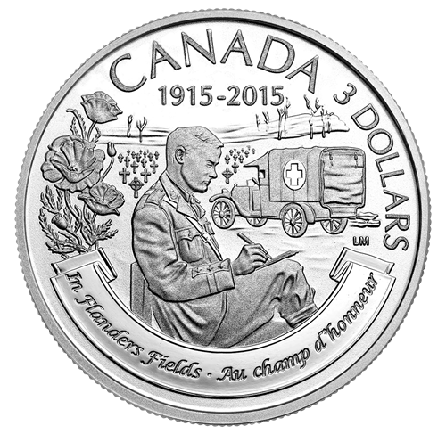 2015 1/4oz $3 100TH ANNIVERSARY OF IN FLANDERS FIELDS FINE SILVER COIN