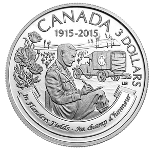 2015 1/4oz $3 100TH ANNIVERSARY OF IN FLANDERS FIELDS FINE SILVER COIN