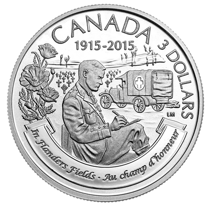 2015 1/4oz $3 100TH ANNIVERSARY OF IN FLANDERS FIELDS FINE SILVER COIN
