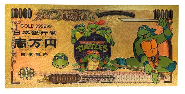 10000 YEN NINJA TURTLES: LEONARDO NOVELTY GOLD FOIL NOTES