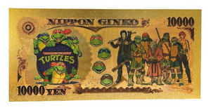 10000 YEN NINJA TURTLES: LEONARDO NOVELTY GOLD FOIL NOTES