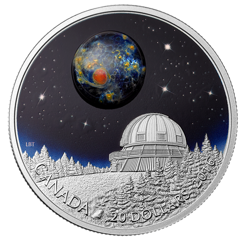 2016 1oz $20 THE UNIVERSE - BOROSILICATE GLASS - GLOW-IN-THE-DARK FINE SILVER COIN