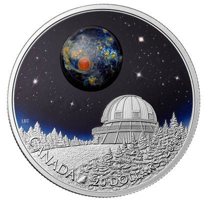2016 1oz $20 THE UNIVERSE - BOROSILICATE GLASS - GLOW-IN-THE-DARK FINE SILVER COIN