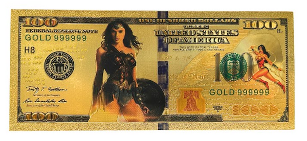 $100 DC COMICS: WONDER WOMAN NOVELTY GOLD FOIL NOTES