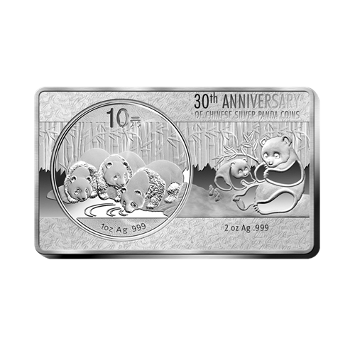 2013 - 30TH ANNIVERSARY OF THE CHINA PANDA COIN (PURE SILVER COIN AND BAR SET)