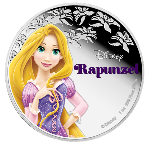 2016 1oz $2 DISNEY PRINCESS: RAPUNZEL FINE SILVER COIN