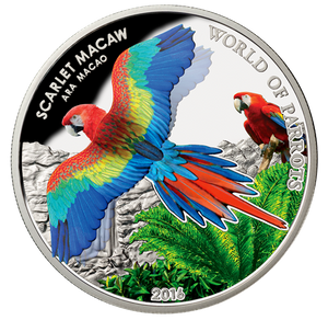2016 $5 WORLD OF PARROTS: SCARLET MACAW STERLING SILVER
