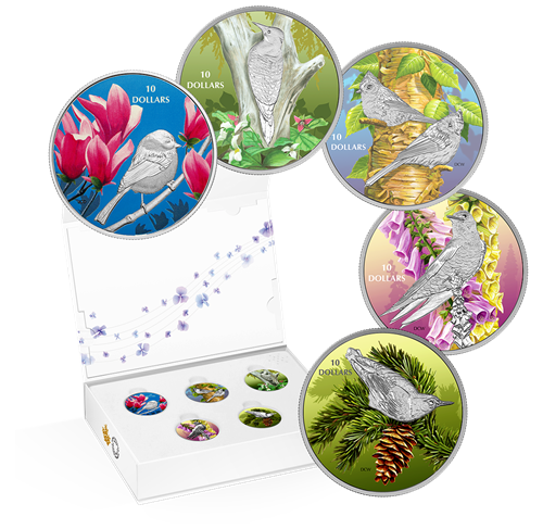 2017 $10 BIRDS AMONG NATURE'S COLOURS 5-COIN SET (2.5oz total)