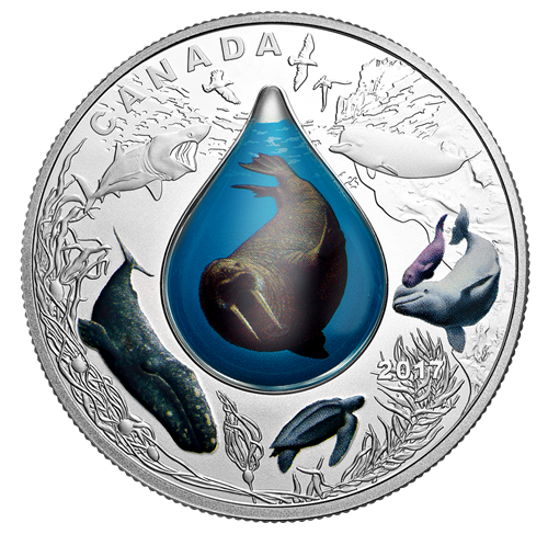 2017 1oz $20 CANADIAN UNDERWATER LIFE FINE SILVER COIN