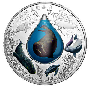 2017 1oz $20 CANADIAN UNDERWATER LIFE FINE SILVER COIN