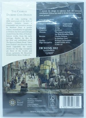 1870 TWO-POUND CHARLES DICKENS - 200TH ANNIVERSARY CELEBRATION - COMMEMORATIVE COIN