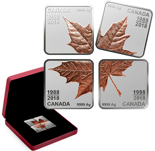 2018 $3 MAPLE LEAF QUARTET - 30 YEARS (1988-2018) FINE SILVER COIN