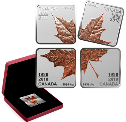 2018 $3 MAPLE LEAF QUARTET - 30 YEARS (1988-2018) FINE SILVER COIN