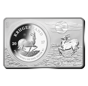 2017 3oz 50TH ANNIVERSARY OF THE KRUGERRAND FINE SILVER BAR AND COIN (TARNISHED)