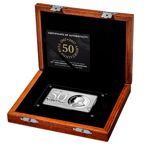 2017 3oz 50TH ANNIVERSARY OF THE KRUGERRAND FINE SILVER BAR AND COIN (TARNISHED)