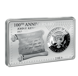 2017 2.3oz 100TH ANNIVERSARY OF JOHN F. KENNEDY SILVER COIN AND BAR SET (TARNISHED)