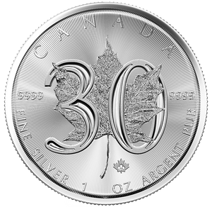 E-TRANSFER ONLY - 2018 $20 1oz. 30TH ANNIVERSARY CANADIAN SILVER MAPLE LEAF COIN