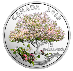 SALE -  2018 $15 CELEBRATION OF SPRING APPLE BLOSSOMS FINE SILVER COIN (NO SLEEVE)