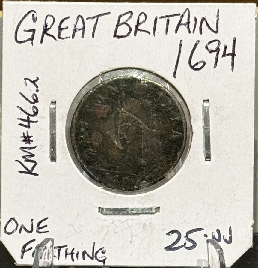 1694 GREAT BRITAIN ONE FARTHING