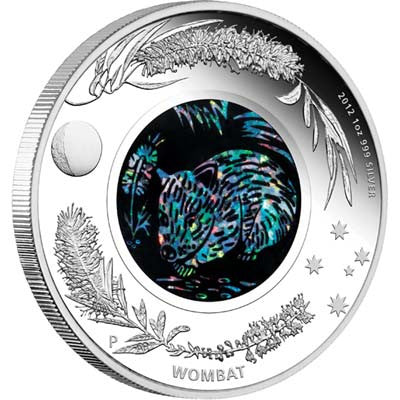 2012 1oz $1 PURE SILVER PROOF COIN - OPAL SERIES: THE WOMBAT