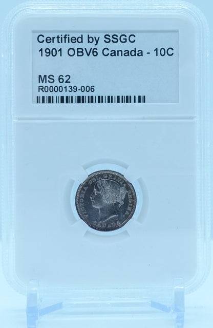 1901 10 CENT OBV6 CANADA – MS 62 - GRADED