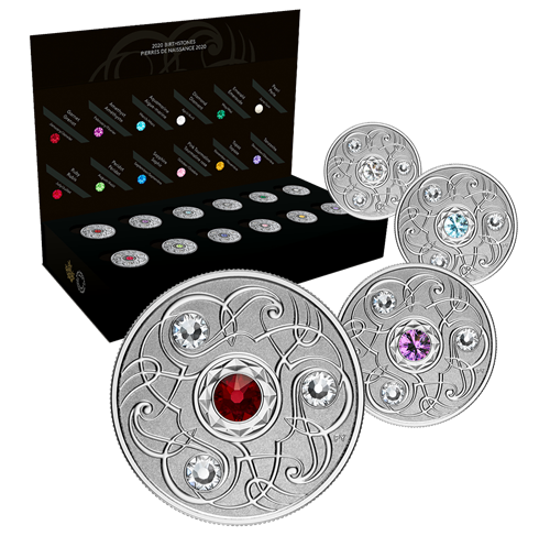2020 3oz $5 12-BIRTHSTONES WITH SWAROVSKI CRYSTALS (FINE SILVER)