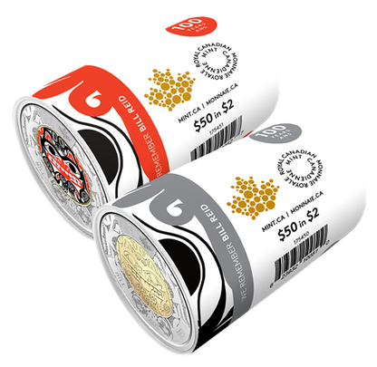 2020 2-DOLLAR BILL REID 2-ROLL SET (COLOURIZED/NON-COLOURIZED)