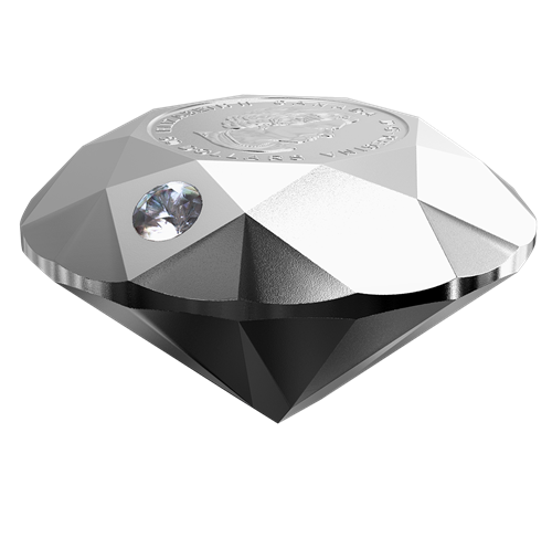 2021 3oz $50 PURE SILVER DIAMOND-SHAPED COIN - FOREVERMARK BLACK LABEL ROUND DIAMOND