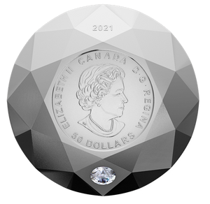 2021 3oz $50 PURE SILVER DIAMOND-SHAPED COIN - FOREVERMARK BLACK LABEL ROUND DIAMOND