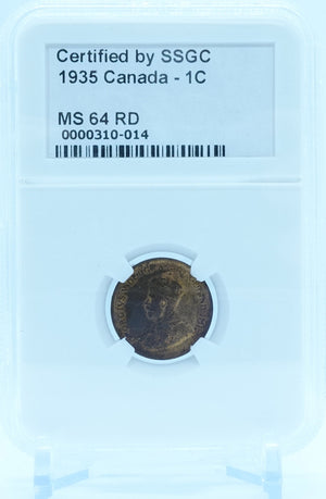 1935 1 CENT CANADA – MS 64 RD – GRADED