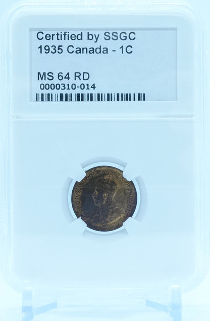 1935 1 CENT CANADA – MS 64 RD – GRADED