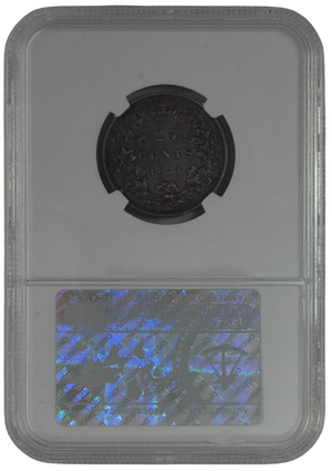 1871 25 CENT CANADA OBVERSE #1 – EF 45 - GRADED