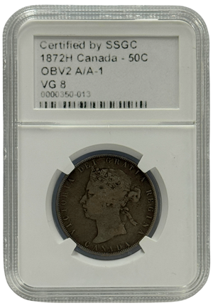 1872H 50 CENT CANADA OBV2 A/A-1 – VG 8 – GRADED (350-013)