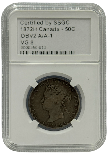 1872H 50 CENT CANADA OBV2 A/A-1 – VG 8 – GRADED (350-013)