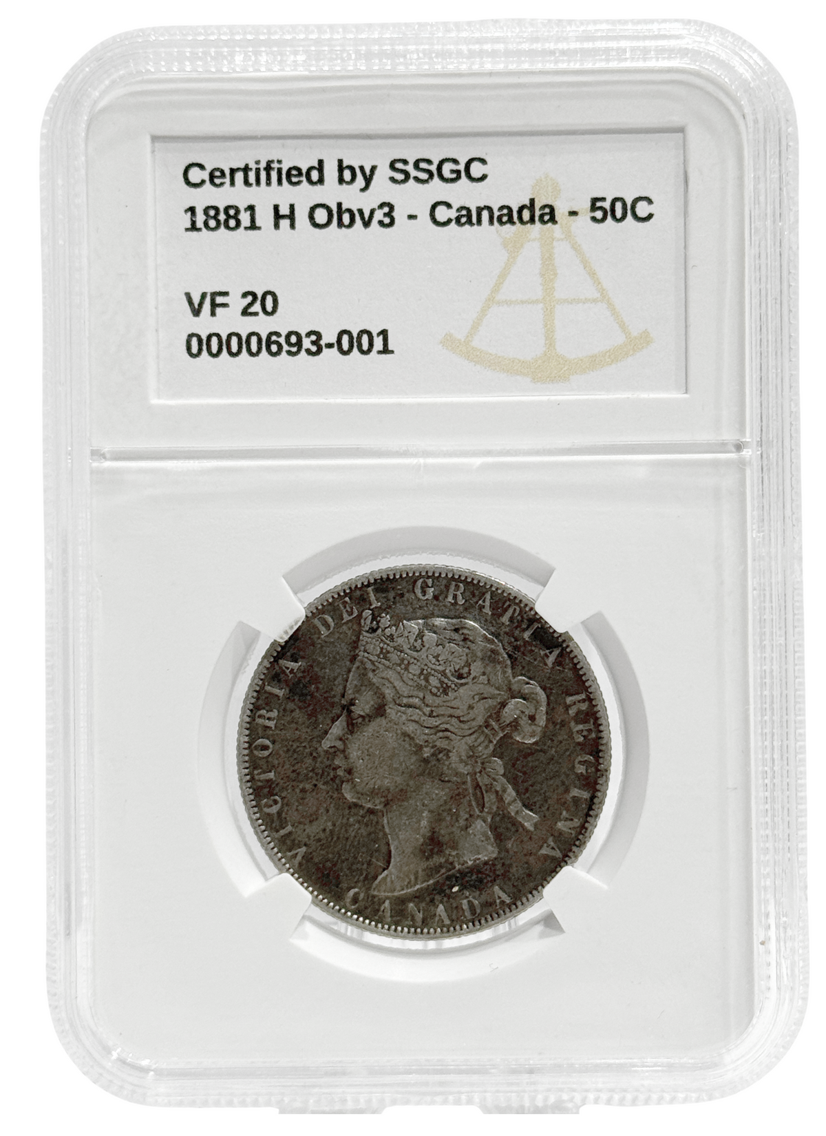 1881H 50 CENT CANADA OBV3 – VF 20 – GRADED (350-005) (639-001)