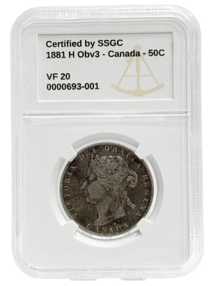 1881H 50 CENT CANADA OBV3 – VF 20 – GRADED (350-005) (639-001)