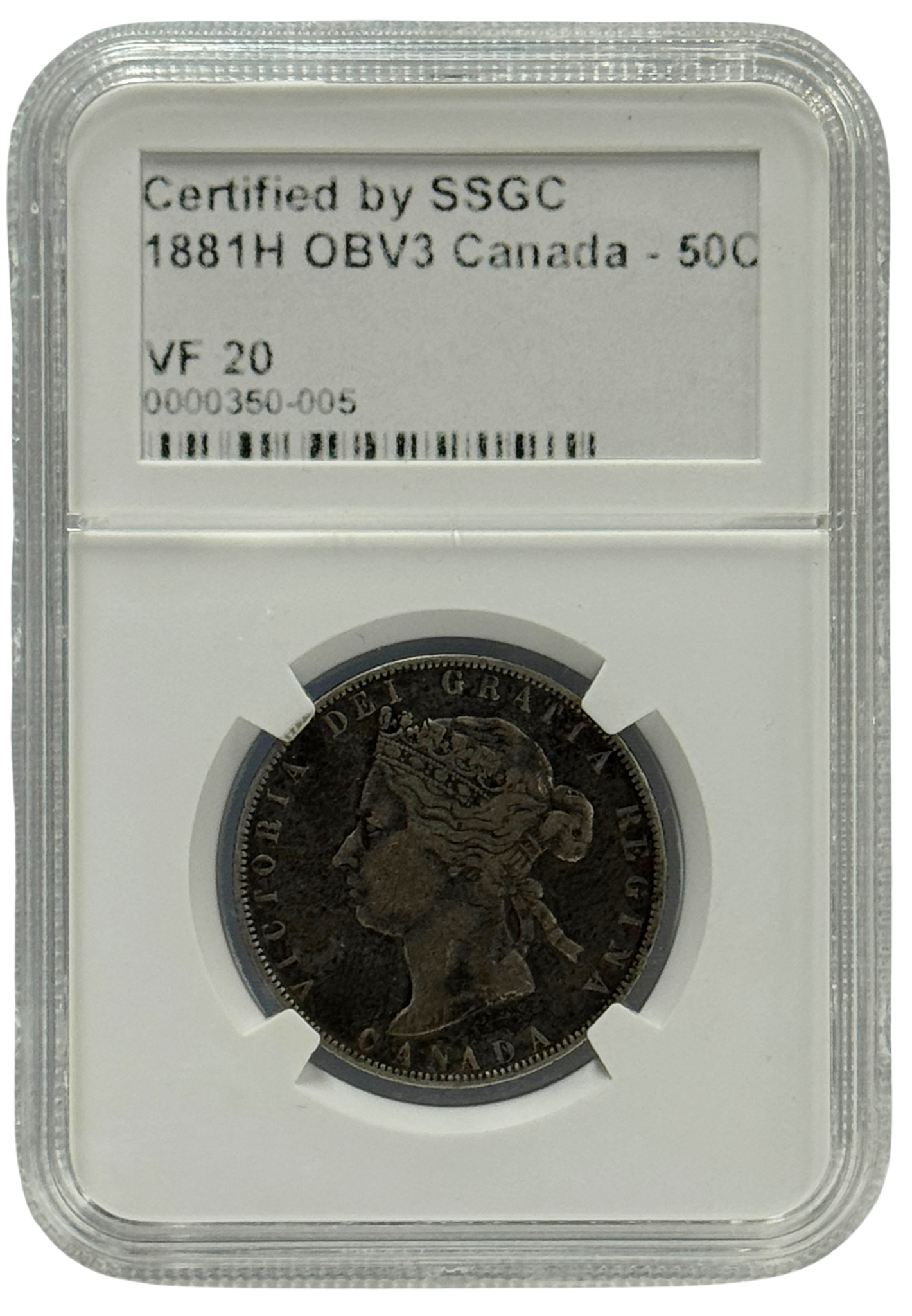 1881H 50 CENT CANADA OBV3 – VF 20 – GRADED (350-005)
