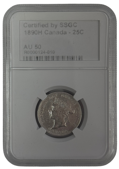 1890H 25 CENT CANADA – AU 50 - GRADED
