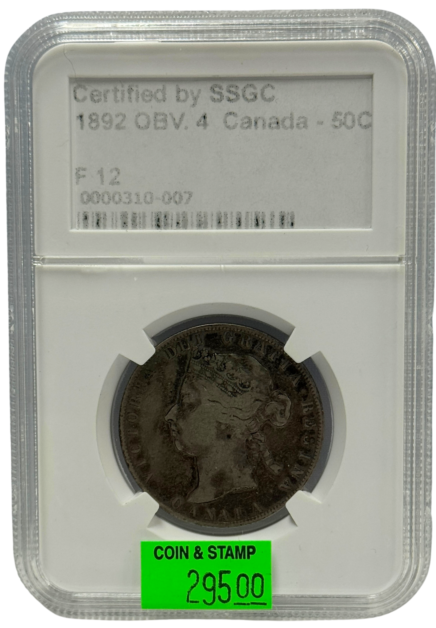 1892 50 CENT CANADA OBV.4 – F 12 – GRADED