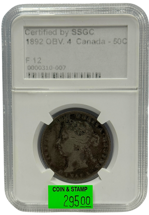 1892 50 CENT CANADA OBV.4 – F 12 – GRADED