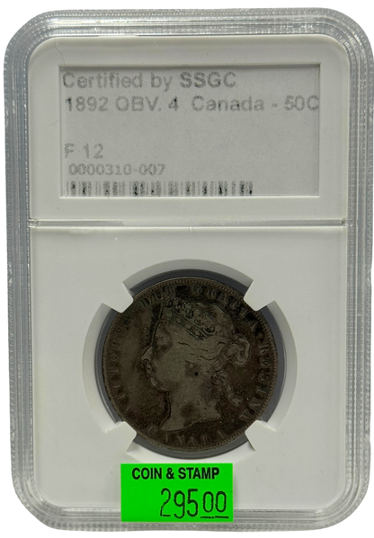 1892 50 CENT CANADA OBV.4 – F 12 – GRADED